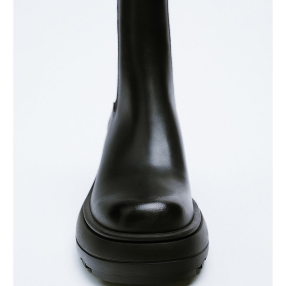 ZARA LUG Sole Leather Ankle Boots - Picture 3 of 5